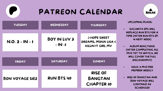 SCHEDULE UPDATE!! - Ralaz React Calendar Patreon 1