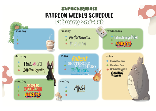 ♥️🧸💌🏹 February ♥️🧸💌🏹 - Patreon Weekly Schedule StruckByBelz.pdf