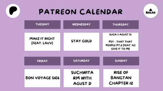 SCHEDULE UPDATE!! - Ralaz React Calendar Patreon 2