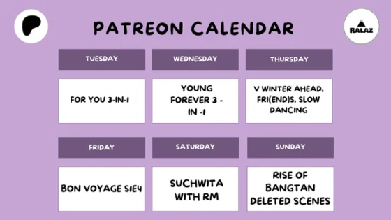Schedule this week! - Ralaz React Calendar Patreon