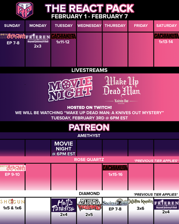 February 1 - 7 Schedule! - ScheduleFeb1