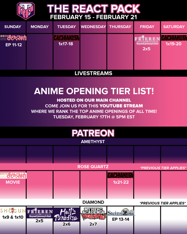 February 15 - 21 Schedule! - ScheduleFeb15