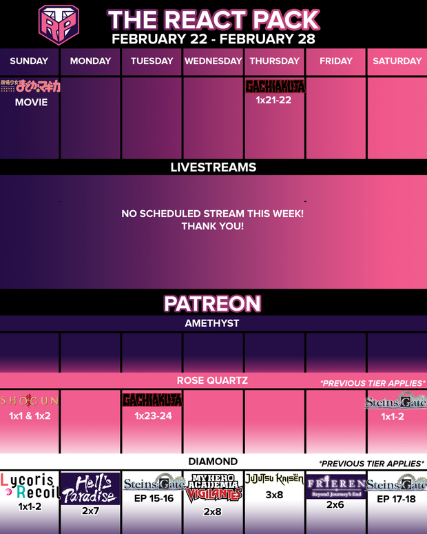 February 22 - 28 Schedule! - ScheduleFeb22
