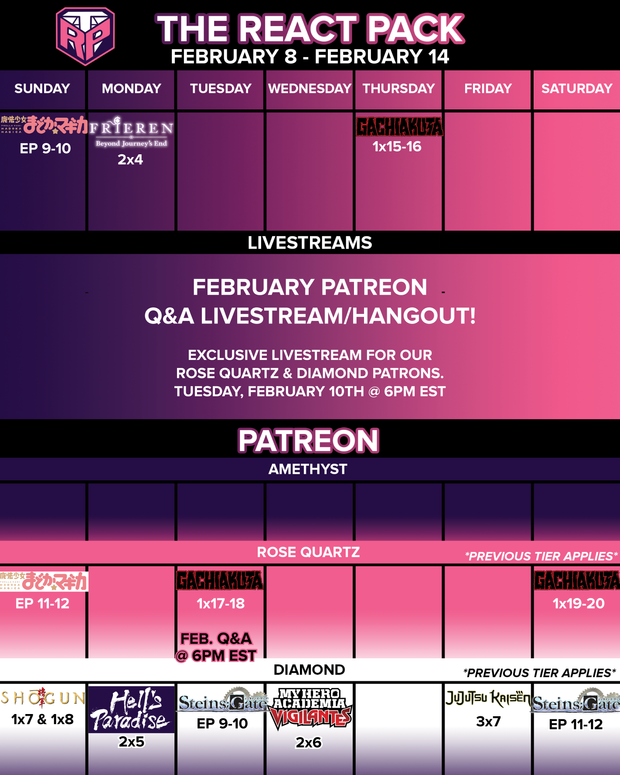 February 8 - 14 Schedule! - ScheduleFeb8