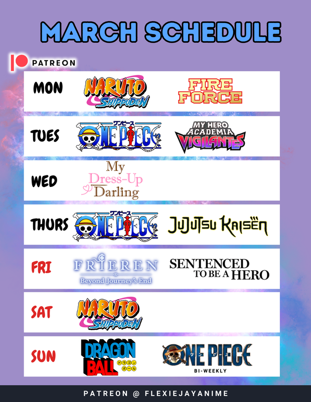 NEW 2026 MARCH SCHEDULE!!! - wednesday 33