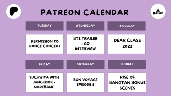 SCHEDULE FOR THIS WEEK!! - Ralaz React Calendar Patreon